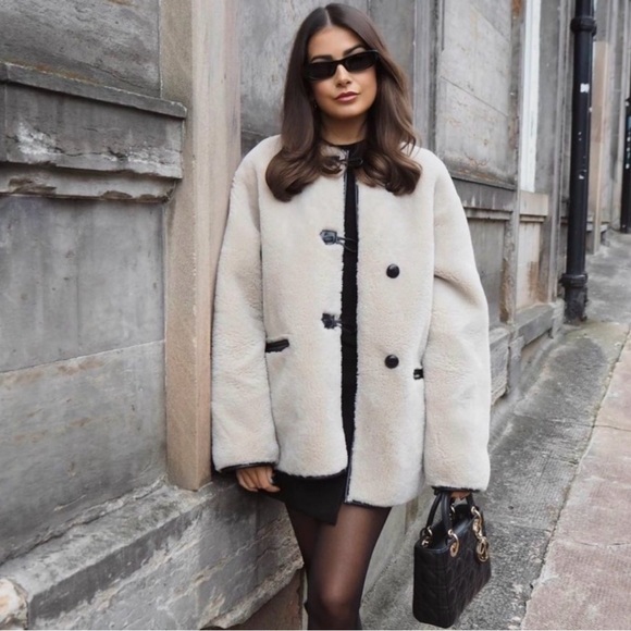 New w/o tag Viral MANGO Women's Appliques Faux-Fur Coat - Picture 11 of 15